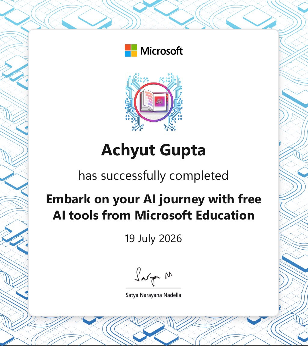 Microsoft AI journey certificate